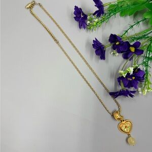 Weingeroff Enterprises Signed Vintage Gold Heart Necklace with Crystal Accents